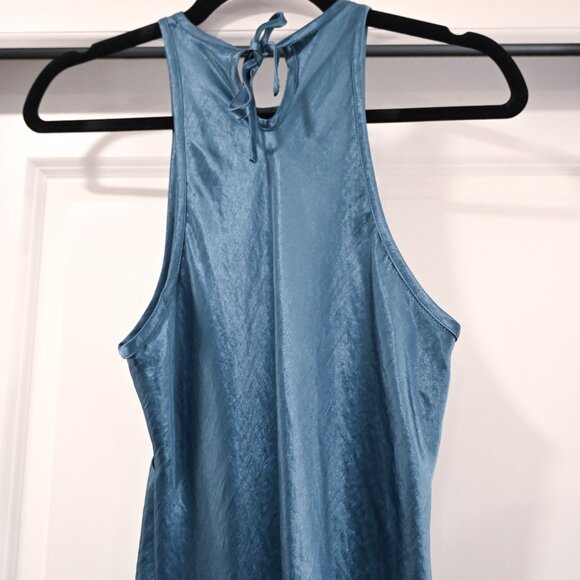 Nomia Size 4 Racerback Bias Dress Asymmetric Hem Halter in Lagoon Blue - Picture 7 of 11